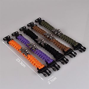 Paracord 팔찌 장식 서바이벌 팔찌 Paracord 팔찌 하이킹 캠핑 여행 야외 Gear Rope 23 cm 해골