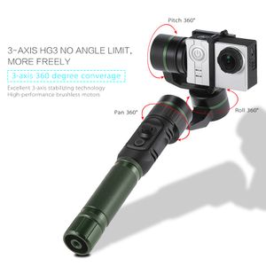 Freeshipping 3 Axis Handheld Stabiliserande Gimbal Action Camera Stabilizer 360 Degree Control för Xiaomi Yi Liknande Sportkameror