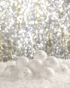 Silver Sparkle Photography Backdrops Vinyl White Christmas Balls Soft Snow Floor Kids Children Bokeh Photo Backgrounds for Studio