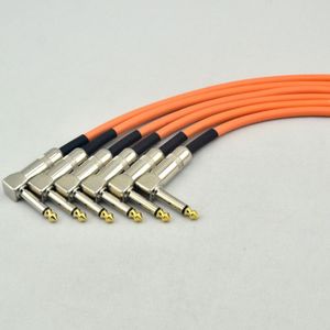 6 x 30 cm rechtwinkliges 1/4 Mono-Gitarren-Effekt-Pedal-Board-Kabel, Patchkabel, Orange