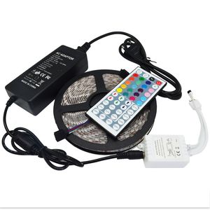5M Led Strip SMD RGB Waterproof LEDs Roll with keys IR Remote with V A Power Adapter used directly