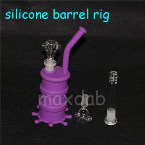 pipe per fumatori per uso alimentare Glow in dark silicon bong dab rig con accessori in vetro, bong in silicone antiaderente