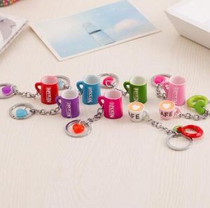 Brand new Creative Cute Cup Keychain Resin Coffee Cup Car Key Pendant Metal Key Ring KR118 Keychains mix order 20 pieces a lot