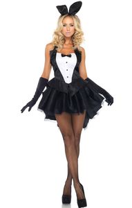 Temadräkt sexig bunny klänning damer kanin halloween dovetail fantasy magiker cosplay svart servitris uniformer karneval