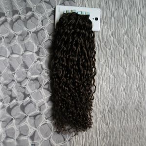 Kinky Curly Virgin Brasilian Hair Tape In Human Hair Extensions 40pcs / Set 100g Skin Weft Hair Extensions