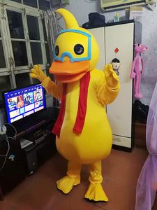 Högkvalitativ gulglasögon Duck Mascot Kostym Fancy Carnival Costume Gratis frakt