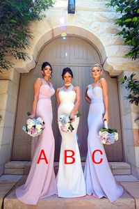3 Styles Neckline Mermaid Long Bridesmaid Dresses New Lilac One Shoulder Cheap Elegant Wedding Party Guest Wear Vintage Arabic Gowns