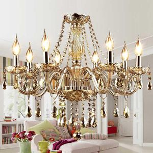 10 Lights European Crystal Living Room Chandelier Luxury Noble Parlor Restaurant Dining Room Chandelier Bedroom Study Room Hanging Lamps