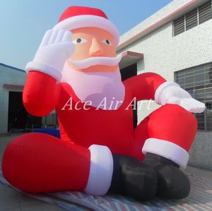 عالي الجودة 3 أمتار عملاق يجلس على الأرض سانتا كلوز عيد الميلاد القابل للنفخ للديكور أو الإعلان في المتجر