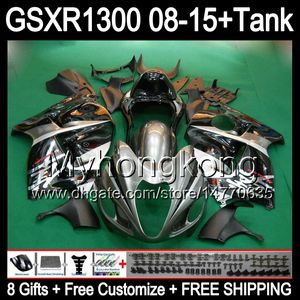 8gifts для SUZUKI Hayabusa GSXR1300 08 15 gsxr-1300 глянцевый серебристый 14MY145 GSXR 1300 GSX R1300 08 09 10 11 12 13 14 15 обтекатель серебристо-черный