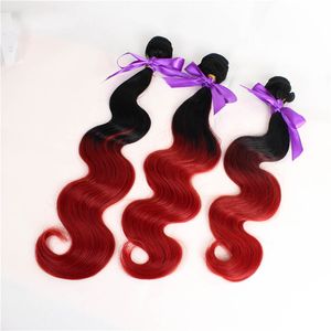 Ny mode 3 buntar våg hår väft färg 1b / röd syntetisk hår vävning förlängning för full huvud gratis frakt