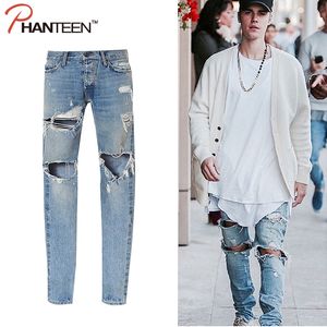 Atacado - West Men Jeans Lavado Rasgado Jeans Casual Street Estilo De Rua Zipper Moda Homem Jeans