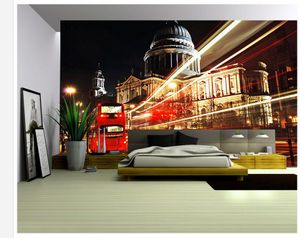 London-Straße rotes Buswandbild 3d Tapeten 3d Tapeten für Fernsehhintergrund