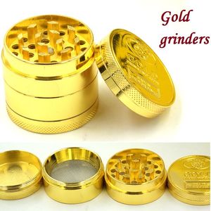 40*36mm 4 schicht Gold Pfeffermühlen metall kräutermühle hand muller tabakmühle zink-legierung CNC zähne mühlen Kostenloser versand MKK185