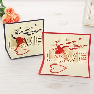 tarjetas de felicitación pop-up tarjetas tarjetas de boda tarjeta de cumpleaños hecha a mano tarjeta de saludos de la tarjeta de acción de gracias de San Valentín árbol de amor con sobres