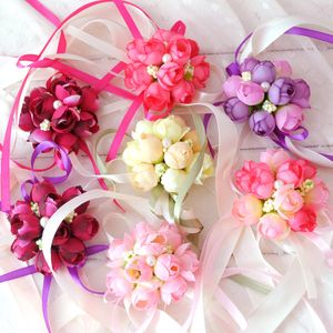Hochwertige künstliche Handgelenksblume, 5 Farben, Schwesterblumen, Hochzeitsdekorationen, Hochzeitsblumen, Ansteckblume für Brautjungfern
