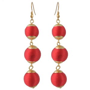 7 Colors Cute Thread Pom Pom Ball Drop Earrings for Women Ladies Party Fashion Jewelry