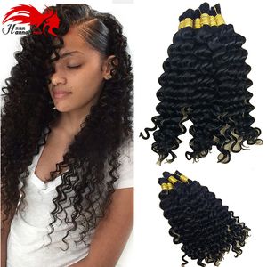 Deep Curly Wave Hair Bulk 3Bundles 150gram Brasilianskt mänskligt hår för flätning