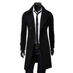 Partihandel-2016 Hot Sale Ny Fashion Trench Coat Män Long Coat Suit Män Wool Coat Men Overcoat Ytterkläder
