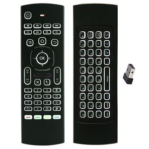 MX3 ProバックライトミニワイヤレスキーボードエアマウスマイクGoogle Voice Remote Control Gyro IR Learning for Android TV Box PC