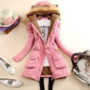 Winter Warm Coat Women Long Parkas Fashion Faux Fur Hooded Womens Overcoat Casual Cotton Padded Jacket Mutil Colors