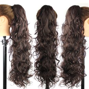 Wholesale-25inch/65CM 220g Women Long Wave Curly Style Hair Ponytail Claw Pony tail Clip In On Synthetic Hair Extensions Hairpieces
