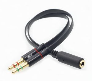 500 pçs / lote 3.5mm 1 Fêmea para 2 macho AUX Cabo De Áudio Mic Splitter Cabo Fone De Ouvido Fone de Ouvido Cabo Adaptador para Telefone pad Móvel