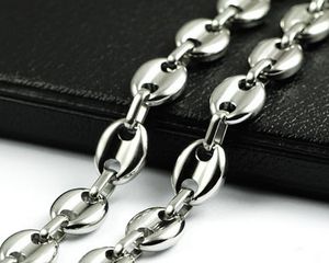 Presentes de Feriado dos homens de moda de Aço Inoxidável Puro Colar feijão de café design Chain Link Alto Polido tom de ouro para jóias 10mm 18 -32 ''