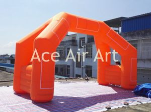 Arco gonfiabile giallo autoportante personalizzato Linea di partenza / Arco di arrivo Arco a 4 gambe Cancello da appendere Adesivi rimovibili per orologio piccolo