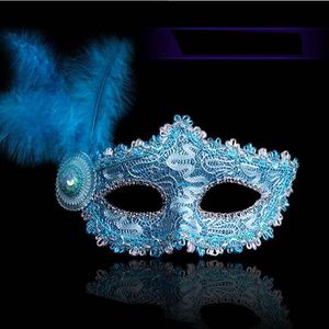 2017 Nya Halloween Masks Mints Kvinnor Halv ansikte Fjädrar Sexig Venetian Princess Kids Mask Partihandel Gratis frakt