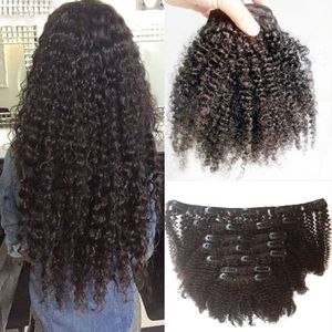 Jungfrau Dicke Clip in Haarverlängerung Kinky Courly Clip Ins g g stücke Natürliche Farbe b c Afro Kinky Clacly Clip In Human Hair Extensions