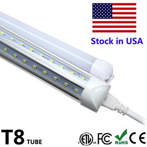 Länkbar LED-glödlampa 4 5 6 8 ft T8 LED-rör integrera v Form 4FT 8FT Fluorescerande rör LED-butikslampa Lagerljus