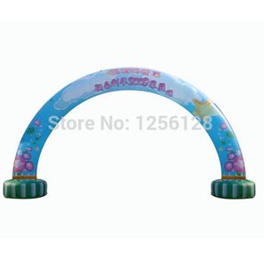 Long & Curved Digital Printed Standing Air Blue Inflatable Arches Welcome And Advertisement Entrance Balloon Archway