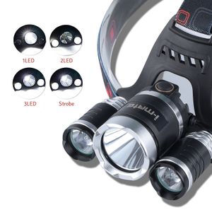 LED 8000 lumens farol 3 LEDs XM-L T6 + 2R5 lâmpada de cabeça alta limpeza com carregador