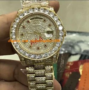 Top Quality Luxury Wristwatch Red Dot Dial 18K Gold Automatic Mechanical 41MM Bigger Diamond Watch Men Watches