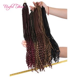 20 inch Bogini Locs Włosy Połowa Prosta Pół Wave Braids Syntetyczny Przedłużenie włosów 24strand / PCS Faux Locs Szydełkowe Włosy oplatania