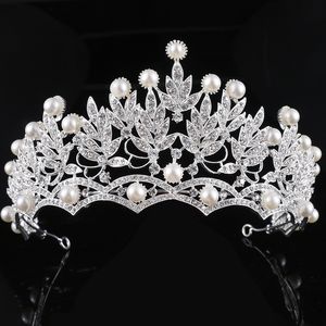 Mode tiaras hårband kristall pärla brud kronor för brudar bäst sälja prom fancy bröllop hår smycken nytt huvudstycke