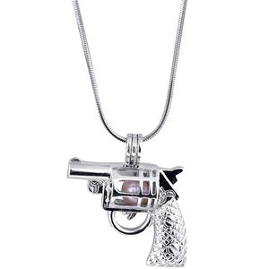 2017 Nowe Perły Klatki Wisiorki Pistol Kształt Otwarty Klejnot Koraliki Miłki Charms Fit Neckalices Bransoletka Do Tworzenia Biżuterii (z wyłączeniem Pearlchains)