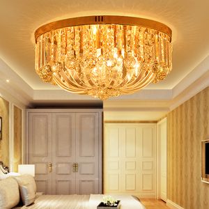 LED Modern Crystal Ceiling Chandeliers Lamps Gold American Crystal Hanging Lights Fixture Home Indoor Chandelier Lighting 110V 220V D50cm H26cm