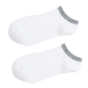 Wholesale-White + Grey Edge Mens Ankel Boat Sock Low-Cut Socks