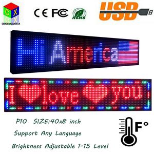 새로운 SMD P10 야외 풀 컬러 LED 기호 40x8 인치 USB 프로그래머블 롤링 정보 LED 디스플레이 화면