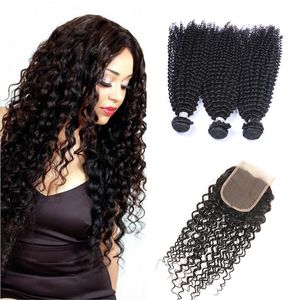 8A malaysian curly hair with closure jerry curl 3pcs human hair bundles with lace closures malaysian kinky curly weave hair with closure