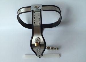 Female Adjustable Model T Black Stainless Steel Locking Premium Chastity Belt With Plug BDSM Sex Toys