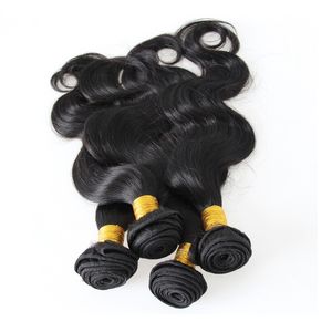 4 bundles brasiliani dell'onda del corpo tessuto dei capelli vergini naturale nero colore 4 pacchi di capelli umani