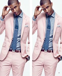 Moda uomo rosa chiaro abito da uomo slim fit abiti da lavoro casual da ufficio festa di nozze giacca da sposo groomsmen smoking (giacca + pantaloni + cravatta)