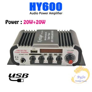 HY600 Mini Amplifier Car Amplifier 20W + 20W FM Audio MIC MP3 högtalare stereoförstärkare för motorcykelbil Hemanvändning