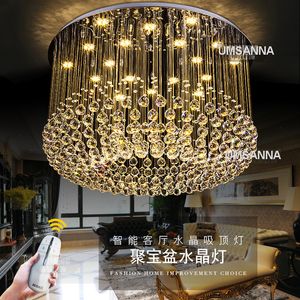 LED Crystal Chandeliers American Luxurious Chandelier Lights Fixture 3 Light Colors Dimming Hanging Pendant Lamps Hotel Home Indoor Lighting