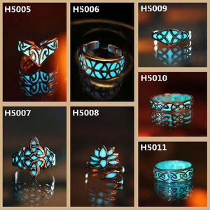 Europe and the United States big luxury retro Carved luminous ring Maya mysterious geometry adjustable adjustable light