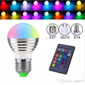 E27 E14 Zmienna zmienna RGB Magic 3W Lampy żarówki LED 85-265V 110 V 220 V LED Light Spotlight + IR Pilot
