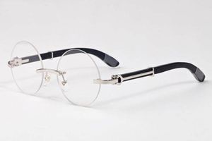 Mężczyźni Okrągłe okulary Wyczyść obiektyw Moda Sports Męskie Okulary Okulary Kobiet Buffalo Horn Pełna Bezbarwna Drewniana Eyeglasses Z Pudełkowymi Case Lunettes Gafas